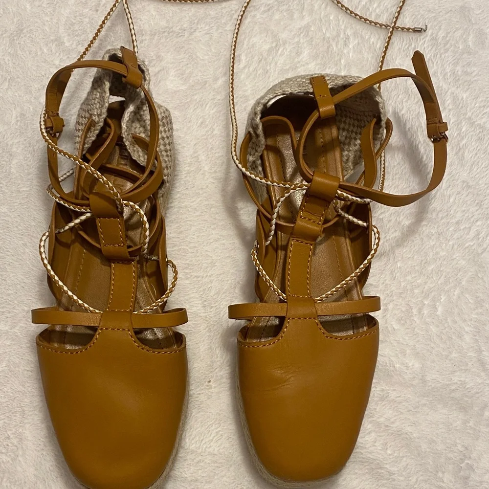ULLA JOHNSON Brown Espadrille Lace-Up Women's Shoes